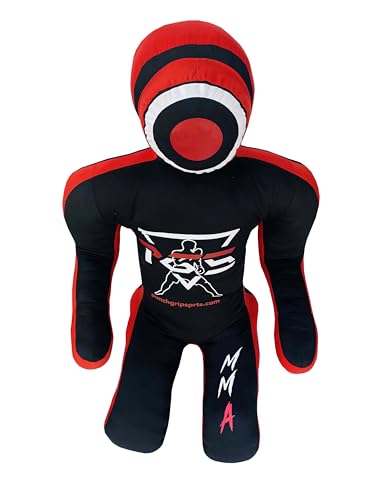 PGS Grappling Dummy for Wrestling Brazilian Jiu Jitus MMA Punching Bag Judo Karate Practice Martial Arts Training Boxing Self Defense Dummy – UNFILLED - color: Black Red, size: 5FT (59 Inches)