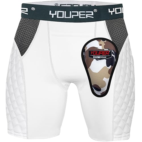 Youper Youth Elite Padded Baseball Sliding Shorts w/Soft Athletic Cup - color: White, size: Large