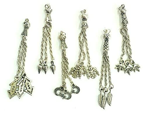 Perlin Silver Metal for Prayer Beads, Set of 5 Tespih Tassel, Tassel, Püskül, Tasbih Tespih Chain, Misbaha Subha Muslim Islamic Rosary Prayer Wor Accessories, 6~7,5 cm