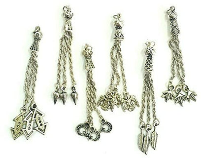 Perlin Silver Metal for Prayer Beads, Set of 5 Tespih Tassel, Tassel, Püskül, Tasbih Tespih Chain, Misbaha Subha Muslim Islamic Rosary Prayer Wor Accessories, 6~7,5 cm