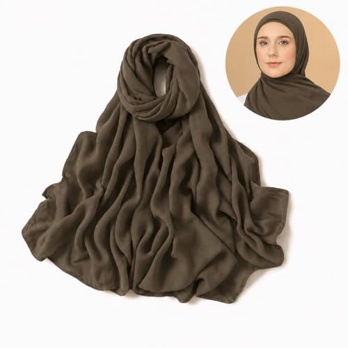 Premium Breathable Modal Cotton Hijab for Women, Lightweight, Non-Slip, Soft & Elegant Scarf for Everyday Wear - color: Mocha Taupe