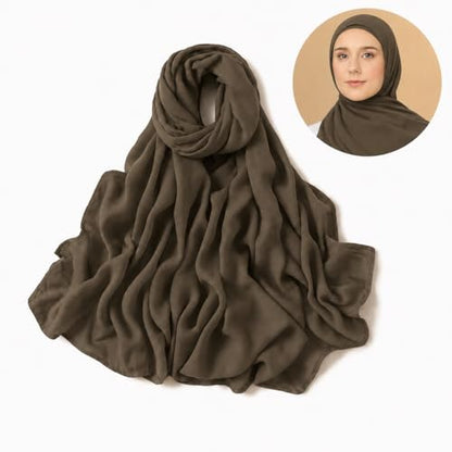 Premium Breathable Modal Cotton Hijab for Women, Lightweight, Non-Slip, Soft & Elegant Scarf for Everyday Wear - color: Mocha Taupe
