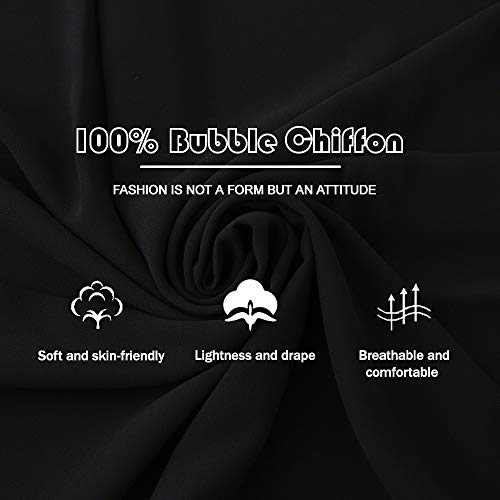 Yeieeo Chiffon Head Wraps for Women - Solid Color Fashion Bubble Chiffon Scarf Hijab - color: Black