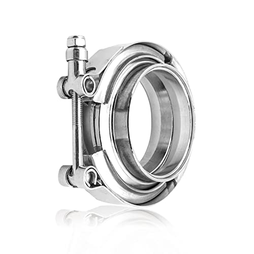 2.5" Stainless Steel Exhaust Clamp Kit, V-bolt Clamp, Male Female Flange Clip, Turbo Pipe Performance Exhaust System (Silver) - size: 2.5In