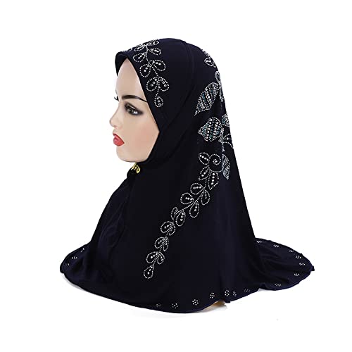 RARITYUS Women Bling Rhinestone Pearl Instant Scarf Muslim Hijab Fashion Shawl Head Wrap Turban Cap with Flower Accent - color: Z Color 4