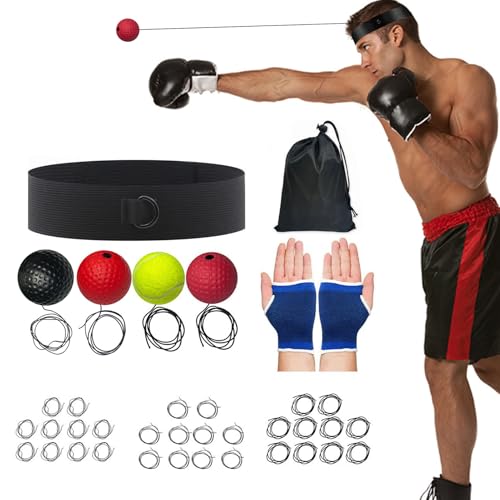 Boxing Training Reflex Ball | Punching Speed Reaction,Boxing Training Reflex Ball and Headband | for Bedroom Travel Dorm Gym Men Women Beginners Teens Professionals - color: four balls 2