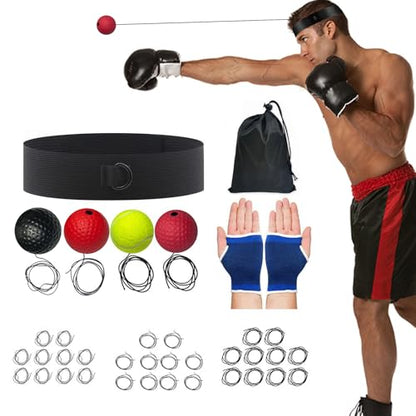 Boxing Training Reflex Ball | Punching Speed Reaction,Boxing Training Reflex Ball and Headband | for Bedroom Travel Dorm Gym Men Women Beginners Teens Professionals - color: four balls 2