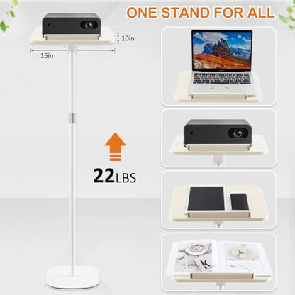 2 in 1 Dual-use Floor & Desktop Book Stand White, 19.6-54 Inch Height Adjustable, for Bible Stand Music Holder Podium Recipe Cookbook, Foldable Book Holder for Reading with Page Clips