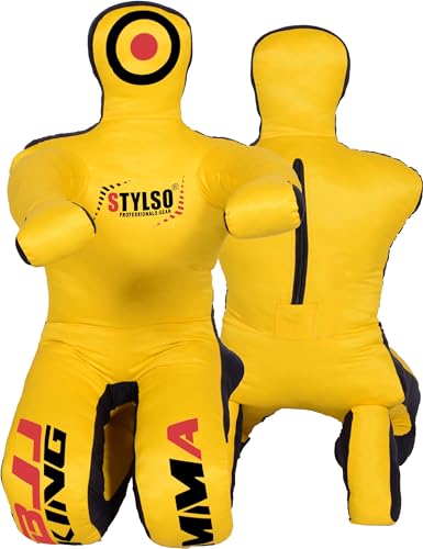 Grappling Dummy for Adults, Unfilled Wrestling Dummy, Hanging Jiu Jitsu Dummy for BJJ, MMA, Judo, Karate, Martial Arts - color: Yellow Sit, 6ft / 72 inches