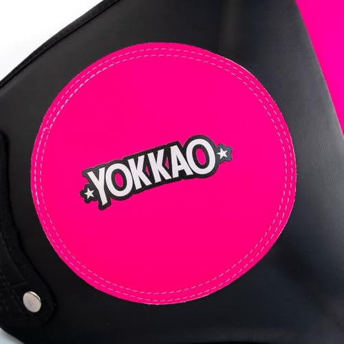 YOKKAO Belly Pad - Leather | Heavy-Duty Padding | Produced at Factory, Thailand | Muay Thai | 5 Colors - color: Fuchsia/Black