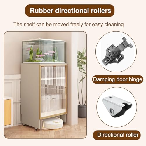Robot Vacuum Cleaner Storage Rack,Multi-Functional Robot Vacuum Stand Cabinet, White Mobile Storage for Living Room & Home Office, Silent Roller Fish Tank Stand, Stylish Organizer for Smart