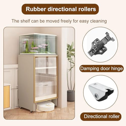 Robot Vacuum Cleaner Storage Rack,Multi-Functional Robot Vacuum Stand Cabinet, White Mobile Storage for Living Room & Home Office, Silent Roller Fish Tank Stand, Stylish Organizer for Smart