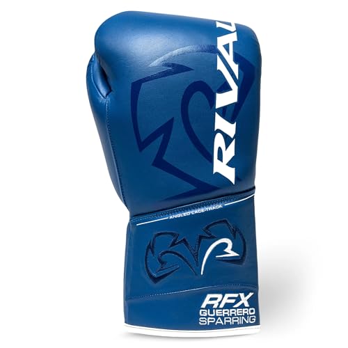 RIVAL Boxing RFX-Guerrero SF-H Lace-Up Sparring Gloves, Quilted Horsehair Padding, Laminated with a Low-Density Foam - color: Blue, size: 18 oz.