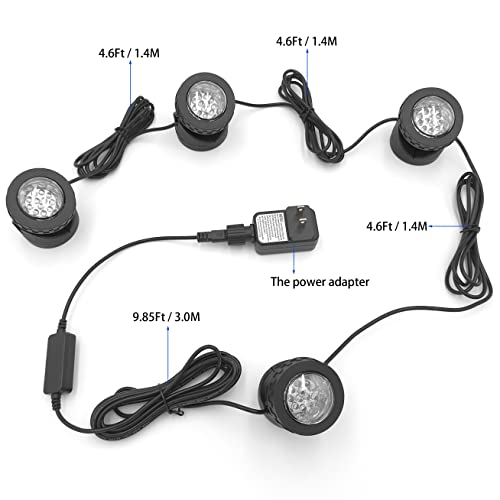 Warm White Pond Lights, Underwater Landscape Spotlights, IP68 Waterproof Submersible Fountain Lights for Garden Yard Aquarium Pond Fountain Waterfall (4 Lights) - size: 4 lights