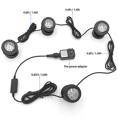 Warm White Pond Lights, Underwater Landscape Spotlights, IP68 Waterproof Submersible Fountain Lights for Garden Yard Aquarium Pond Fountain Waterfall (4 Lights) - size: 4 lights