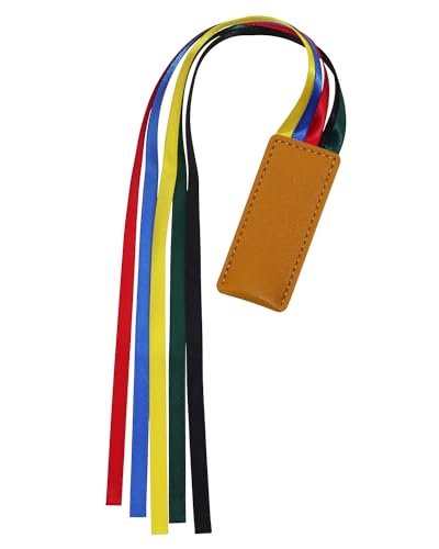 Bible Ribbon Bookmark Artificial Leather Multiple Page Marker with 5 Color Ribbons for Book Lover Reader Teacher Student Christmas Gift (Khaki) - color: Khaki