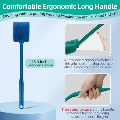 DaToo 2 PCS Fish Tank Cleaning Tools Double Sided Sponge Brush Cleaner Long Handle Aquarium Cleaning Scrubber for Aquariums and Home Kitchen