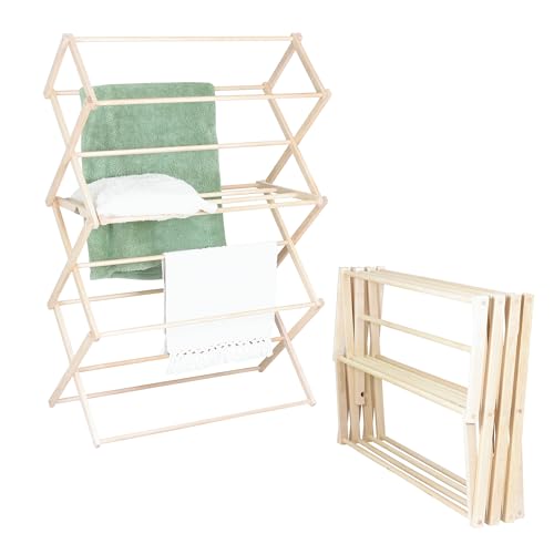 Pennsylvania Woodworks Clothes Drying Rack: Solid Maple Hardwood Laundry Rack for Bedding, Blankets, Towels & More, Heavy Duty, Folding Drying Rack Made in USA, No Assembly Needed, Extra Large - color: X-large