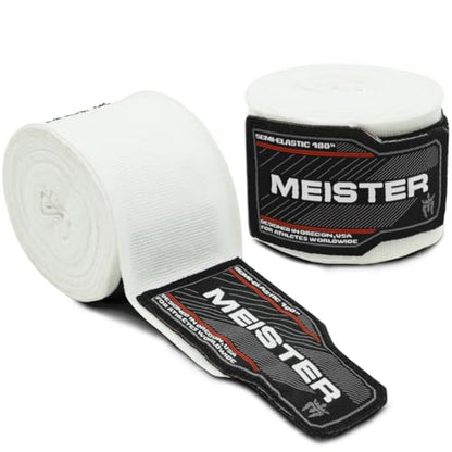 Meister Adult 180" Semi-Elastic Hand Wraps for MMA & Boxing (Pair) - color: White