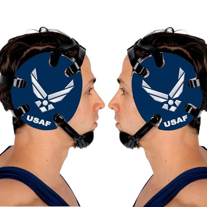Wrestling Headgear with Ear Protection & Chin Cup Adjustable Lightweight Head Guard for Competition & Practice – Durable Protective Wrestling Ear Guard for Youth & Adult Athletes - color: Usaf