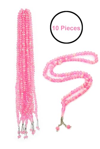 ihvan online, Tasbih Prayer Beads 99, Pack of 10, Muslim Prayer Bead, Islamic Rosary Bead, Dhikr, Tasbeeh Bulk, Misbaha, Masbaha, Tespih, Islamic Gift for Ramadan & Mawlid & Hajj Umrah - color: Pink