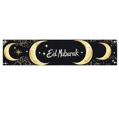Eid Mubarak Banner 78 x 17 in Ramadan Crescent Moon Party Backdrop - color: Colorful B368