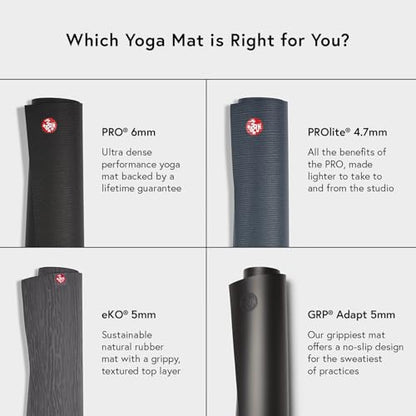 Manduka PRO Yoga Mat - 6mm | Lifetime Durability | Hygienic Construction | Premium Studio Quality | Teacher Approved - color: Black Magic, size: 71" x 26"