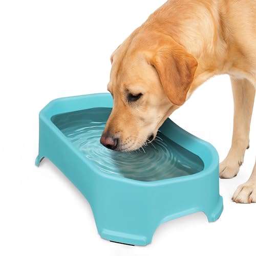 Neater Pet Brands Extra Large Water Bowl for Dogs, Outdoor Dog Water Bowl (1.25 Gallon XL Capacity), Big Trough Style Food Dish for Indoors or Outside, No Spill Large Dog Bowls, Aquamarine - color: Aquamarine, size: 1.25 Gallons