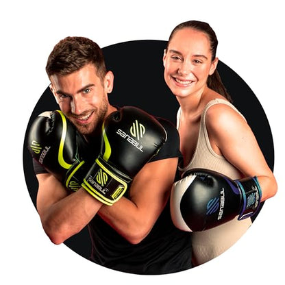 Sanabul Essential Gel Boxing Gloves for Men & Women, Kickboxing MMA, Muay Thai Gloves and Heavy Bag Training Punching & Sparring - color: AllBlack, size: 10 oz