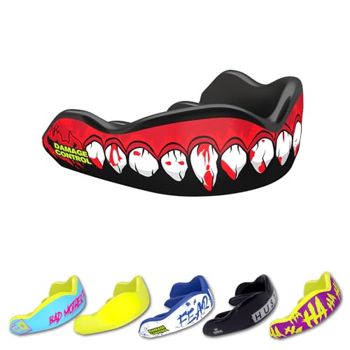 DAMAGE CONTROL High-Impact Mouth Guard – Sports Mouthguard for Boxing, Football, Hockey, Lacrosse & Basketball, Protects Teeth & Jaw, Protective Mouthpiece for Adults & Youth (Adult, Bleeding Fangs) - color: Bleeding Fangs, size: Adult
