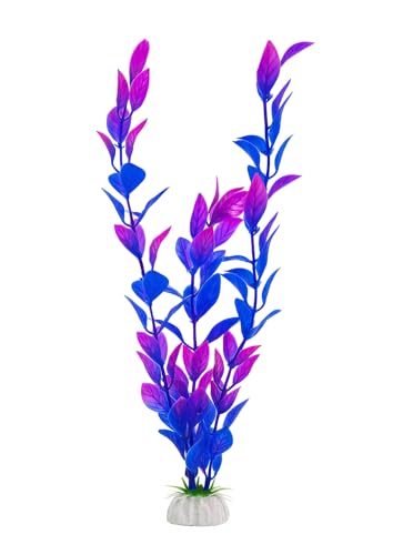 D & K Exclusives Artificial Aquarium Plants, 10 Pack 10.5 inch Plastic Fish Tank Decorations, Colorful Aquascape Decor for Freshwater, Tropical Tanks (Blue & Purple Leaf Plant) - color: Blue & Purple Leaf Plant – 10.5”