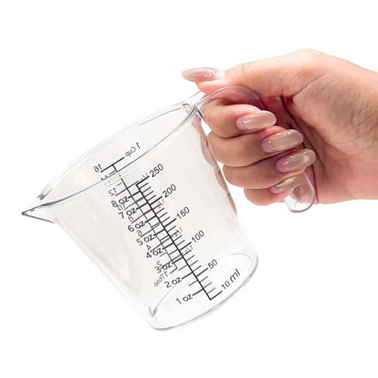 1 Cup Liquid Measuring Cup with Ounces, Food-Grade Plastic Measuring Cup with Permanent Laser-Etched Markings, Clear Single Measuring Cup - size: 8 fl oz