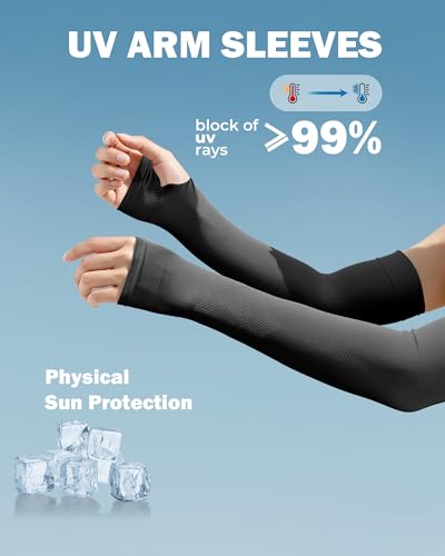 Arm Sleeves for Men Women UV Sun Protection Compression Arm Warmer Tattoo Cover Up, Sports Golf Cooling Sleeves - color: 2 Pairs_black+white