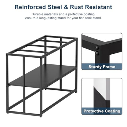 55-75 Gallon Fish Tank Stand, Aquarium & Terrarium Stand for Home Office | Dual-layer design to hold aquariums and terrariums.Overall dimension is 48.4"x19.7"x31.5" with 900LBS load capacity - color: Black, size: 55-75 Gallon