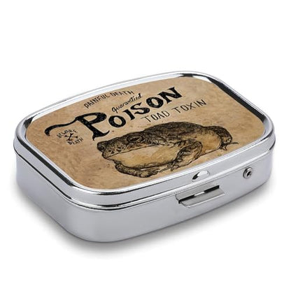 Metal 2 Compartment Pill Organizer Travel Friendly Portable Compact Pill Box Cute Pill Case to Hold Vitamins,Fish Oil,Supplements,Meds,Tablet for Purse,Pocket. (Poison Frog) - color: Poison Frog
