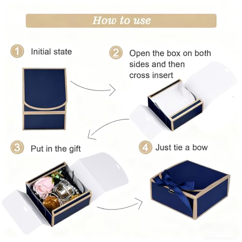 12Pack Small Gift Boxes with Lids, 4.5''x4.5''x2'' Small Boxes for Gifts with Ribbons, Blue Gift Boxes for Present, Birthday, Valentine's Day, Mother's Day, Holiday - color: Blue