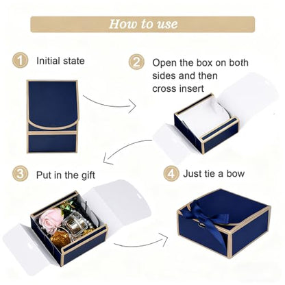 12Pack Small Gift Boxes with Lids, 4.5''x4.5''x2'' Small Boxes for Gifts with Ribbons, Blue Gift Boxes for Present, Birthday, Valentine's Day, Mother's Day, Holiday - color: Blue