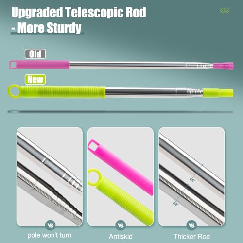 Microfiber Duster with Extension Pole 30 to 100'', Bendable Reusable Washable Feather Dusters for Cleaning High Ceiling Fan, Cobweb, Blinds, Keyboard, Furniture & Cars, Green Gift for Women (11 PCS)