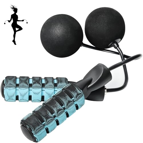 Cordless Jump Rope for Fitness with Indoor Jumping Rope Weighted Ropeless Skipping Jump Rope for Men Women Kids High-Speed Rope Skipping for Narrow Space Fit Weight Loss and General Workouts - color: Blue