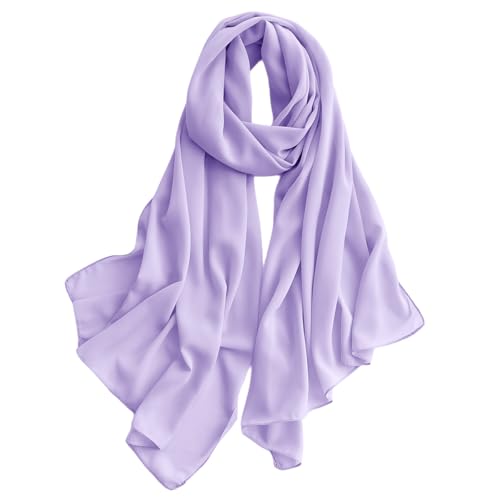 Harewom Chiffon Hijab for Women Sheer Shawl and Wraps for Wedding Bridal Scarves Summer Lightweight Sun-proof Scarf - color: Light Purple Chiffon Hijab Shawls Scarves