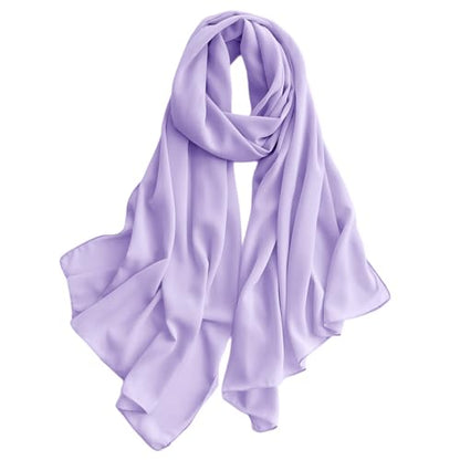 Harewom Long Sheer Chiffon Hijab Scarf for Women, Lightweight Shawl Wrap - color: Lavender