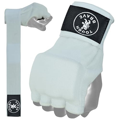 Boxing Gel Hand Wraps Quick Wraps – Padded Inner Gloves for Boxing, Muay Thai, Kickboxing & MMA Training - color: White, size: Large