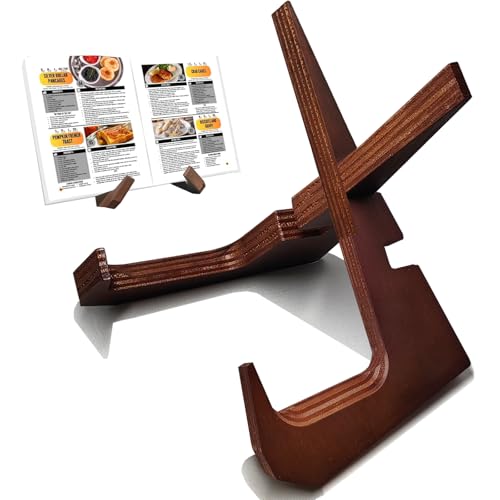 Cookbook Stand for Kitchen Counter Holds 600-Page Books | Elegant Rustic Wooden Cook Book Stands for Display of Recipes & Tablets | Adjustable & Detachable Cookbook Holder Stand for Home Chefs