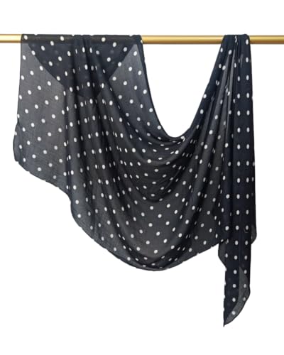 ZGMYC Watercolour Floral Printed Hijab Scarf for Women Soft Modal Cotton Instant Hijab Head Wraps Shawls Long Scarves - color: Black Polka Dot