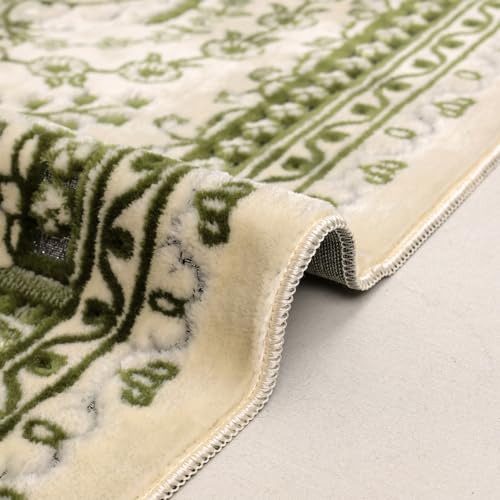 Velvet Muslim Prayer Rug Set with 99 Beads - Green - color: Green
