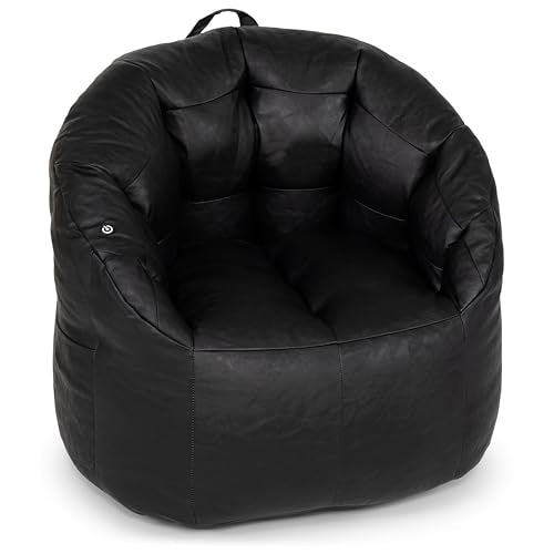 Big Joe Milano Beanbag Chair with Vibe Black Montana Leather - color: Black Montana Leather, size: Milano with Vibe