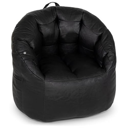 Big Joe Milano Beanbag Chair with Vibe Black Montana Leather - color: Black Montana Leather, size: Milano with Vibe