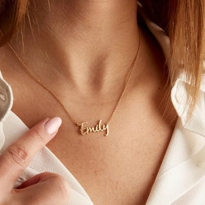 Ajiangwu 18K Gold Plated Name Necklace Personalized,Multiple Custom Name Necklace Family Necklace with Kids Names Customized Choker Necklace for Women - color: 1 Name