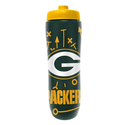 Party Animal NFL Football Squeeze Bottle, 32 oz BPA-Free Sports Water Bottle with Quick Flow for Kids & Adults, Green Bay Packers - color: Green Bay Packers