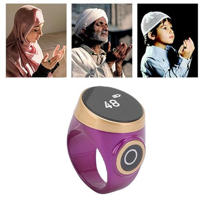 Smart Counter, Digital LCD Screen Rechargeable Electronic Tally for Muslim Islamic Prayer Work Sports, Finger Counter Touch Control - color: Purple